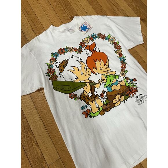 NEW VTG 1994 The Flintstones Pebbles & Bam Bam Cartoon Graphic T Shirt Sz L USA - Picture 2 of 6